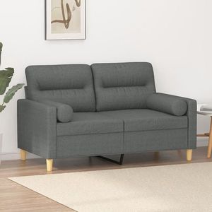 vidaXL Canapea cu 2 locuri cu pernuțe, gri închis, 120 cm, textil imagine