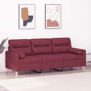 vidaXL Canapea cu 3 locuri cu pernuțe, roșu vin, 180 cm, textil imagine