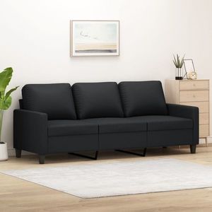 vidaXL Canapea cu 3 locuri, negru, 180 cm, piele ecologică imagine