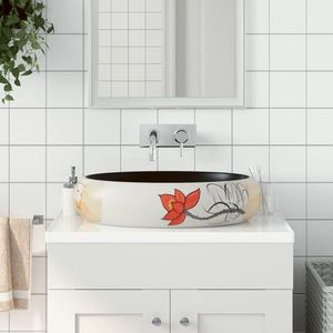 vidaXL Lavoar de blat, multicolor, 59x40x15 cm, ceramică, oval imagine