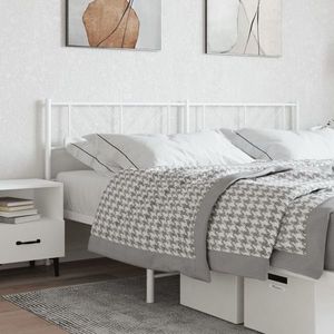 vidaXL Tăblie de pat metalică, alb, 193 cm imagine