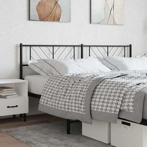 vidaXL Tăblie de pat metalică, negru, 180 cm imagine