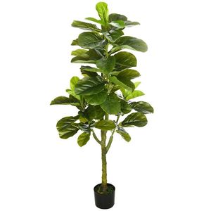 HOMCOM Smochin-lira artificial in ghiveci, Plante Ficus artificial pentru interior, exterior, 90 cm, verde | AOSOM RO imagine