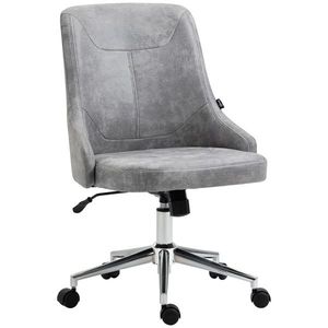Vinsetto Scaun de birou cu spatar, scaun de lucru reglabil pe inaltime cu functie de rotire si inclinare la 360 de grade, gri deschis imagine
