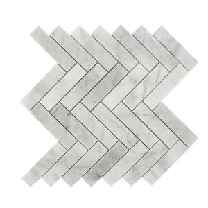 Mozaic Marmura Bianco Carrara Chevron Mata imagine