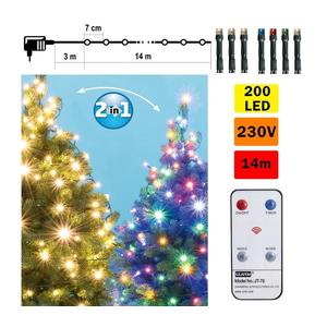 Instalație LED de Crăciun de exterior 200xLED 17m IP44 alb cald/multicolor + telecomandă imagine