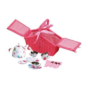 Coș de picnic cu articole de masă roz Small Foot imagine