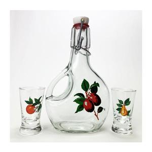 Set transparent cu motiv de fructe 1x sticlă + 2x pahar pentru tărie imagine
