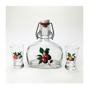 Set transparent cu motiv de fructe 1x sticlă și 2x pahar pentru tărie imagine