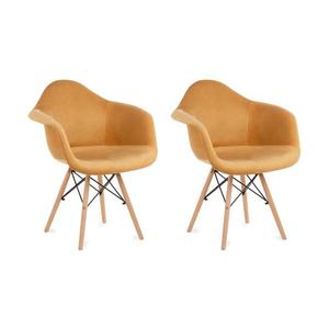 SET 2x scaun de sufragerie NEREA 80x60, 5 cm galben/fag imagine