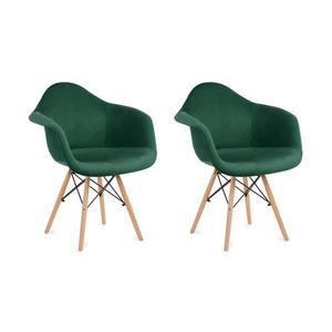 SET 2x scaun de sufragerie NEREA 80x60, 5 cm verde/fag imagine