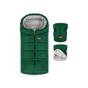 SET sac pentru cărucior 3 în 1 JIBOT + mănuși pentru cărucior verde PETITE&MARS imagine