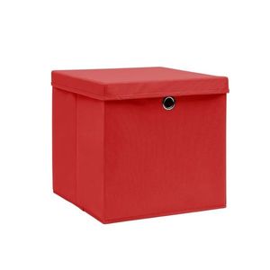 vidaXL Cutii depozitare cu capace, 10 buc., roșu, 28x28x28 cm imagine
