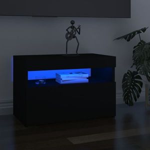 vidaXL Comode TV cu lumini LED, 2 buc., negru, 60x35x40 cm imagine