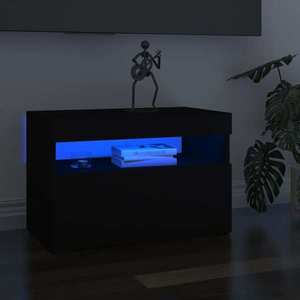vidaXL Comodă TV cu lumini LED, negru, 60x35x40 cm imagine