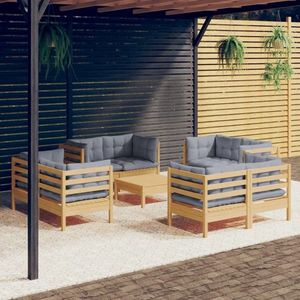 vidaXL Set mobilier de grădină cu perne, 5 piese, gri, lemn de pin imagine