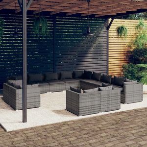vidaXL Set mobilier de grădină cu perne, 13 piese, gri, poliratan imagine