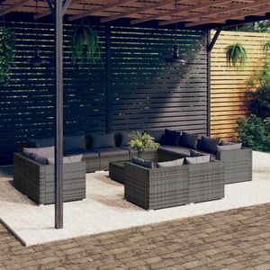 vidaXL Set mobilier de grădină cu perne, 13 piese, gri, poliratan imagine