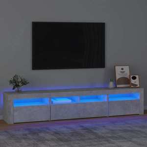 vidaXL Comodă TV cu lumini LED, gri beton, 210x35x40 cm imagine