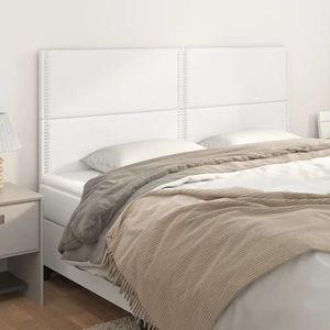 vidaXL Tăblii de pat, 4 buc, alb, 100x5x78/88 cm, piele ecologică imagine