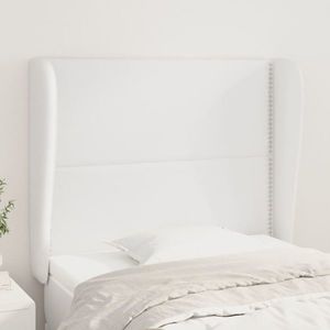 vidaXL Tăblie de pat cu aripioare, alb, 103x23x118/128 cm, piele eco imagine