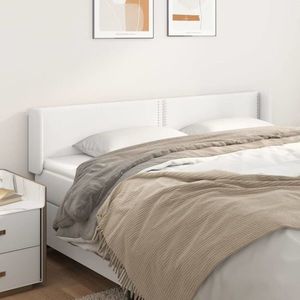 vidaXL Tăblie de pat cu aripioare alb 203x16x78/88 cm piele ecologică imagine