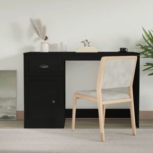 vidaXL Birou cu sertar, negru, 115x50x75 cm, lemn prelucrat imagine