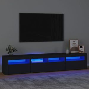 vidaXL Dulap TV cu lumini LED, negru, 210x35x40 cm imagine