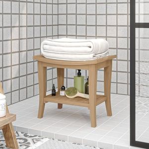 vidaXL Bancă de duș, 50x35x45 cm, lemn masiv de tec imagine