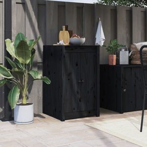 vidaXL Uși de bucătărie de exterior, negru, 50x9x82 cm, lemn masiv pin imagine