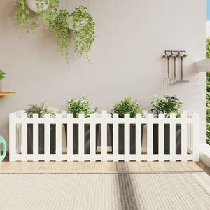 vidaXL Pat înălțat grădină design gard alb 200x50x50cm lemn pin tratat imagine
