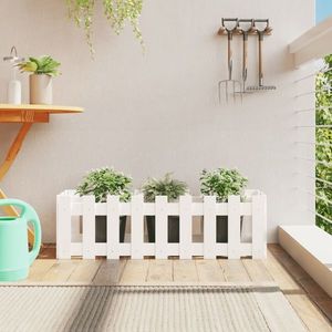 vidaXL Pat înălțat grădină design gard alb 100x30x30cm lemn pin tratat imagine