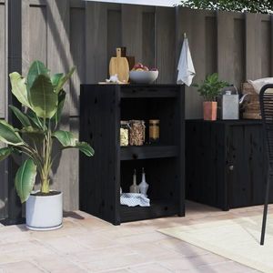 vidaXL Dulap bucătărie de exterior negru, 55x55x92 cm, lemn masiv pin imagine