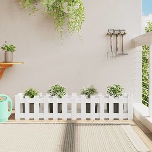 vidaXL Pat înălțat grădină design gard alb 150x30x30cm lemn pin tratat imagine