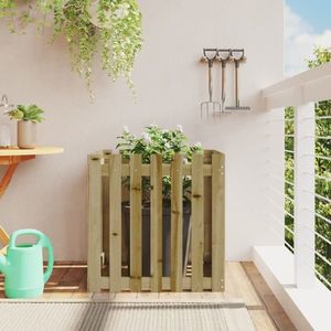 vidaXL Jardinieră grădină cu design gard, 70x70x70 cm, lemn pin tratat imagine
