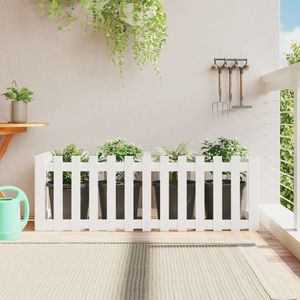 vidaXL Pat înălțat grădină design gard alb 150x50x50cm lemn pin tratat imagine