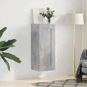 vidaXL Dulap de perete, gri beton, 34, 5x34x90 cm, lemn prelucrat imagine