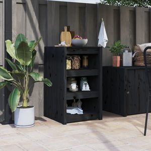 vidaXL Dulap bucătărie de exterior negru, 55x55x92 cm, lemn masiv pin imagine