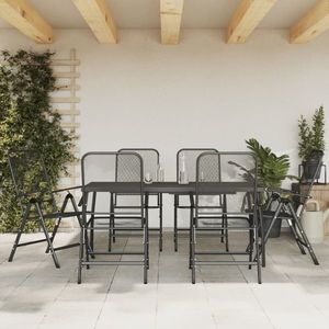 vidaXL Set de masă pentru grădină, 7 piese, plasă metalică antracit imagine
