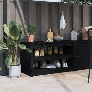vidaXL Dulap bucătărie de exterior negru, 106x55x64 cm, lemn masiv pin imagine