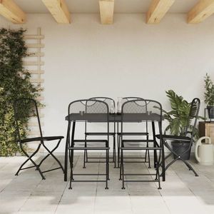 vidaXL Set de masă pentru grădină, 7 piese, plasă metalică antracit imagine