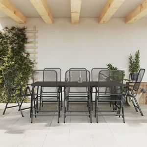 vidaXL Set de masă pentru grădină, 9 piese, plasă metalică antracit imagine