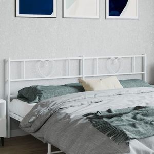 vidaXL Tăblie de pat metalică, alb, 200 cm imagine