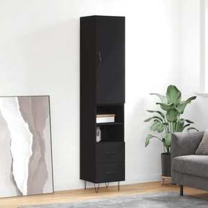 vidaXL Dulap înalt, negru, 34, 5x34x180 cm, lemn prelucrat imagine