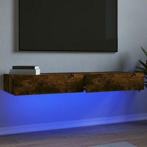 vidaXL Comode TV cu lumini LED, 2 buc., stejar fumuriu, 60x35x15, 5 cm imagine