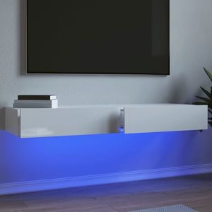 vidaXL Comode TV cu lumini LED, 2 buc., alb extralucios, 60x35x15, 5 cm imagine