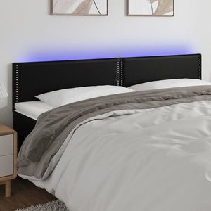 vidaXL Tăblie de pat cu LED, negru, 180x5x78/88 cm, piele ecologică imagine