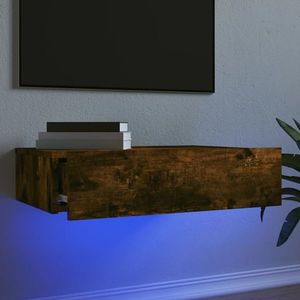 vidaXL Comodă TV cu lumini LED, stejar fumuriu, 60x35x15, 5 cm imagine