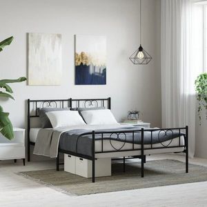 vidaXL Cadru pat metalic cu tăblie de cap/picioare, negru, 120x190 cm imagine