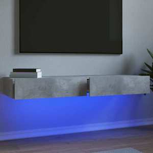 vidaXL Comode TV cu lumini LED, 2 buc., gri beton, 60x35x15, 5 cm imagine